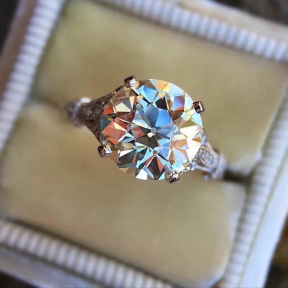 New 2 Tone 925 Silver Diamond Engagement Ring - Picture 3 of 5
